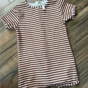 Rylee + Cru Cinnamon and Cream Striped Bathing Suit